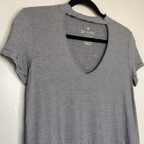 American Eagle Striped Short Sleeve Top XS - Picture 2 of 8